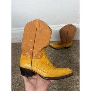 El General Size 24 / 7 Womens Genuine Caiman Exotic Leather Cowboy Boots Mexico